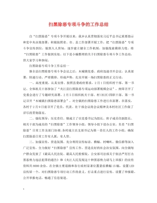 扫黑除恶专项斗争的工作总结 