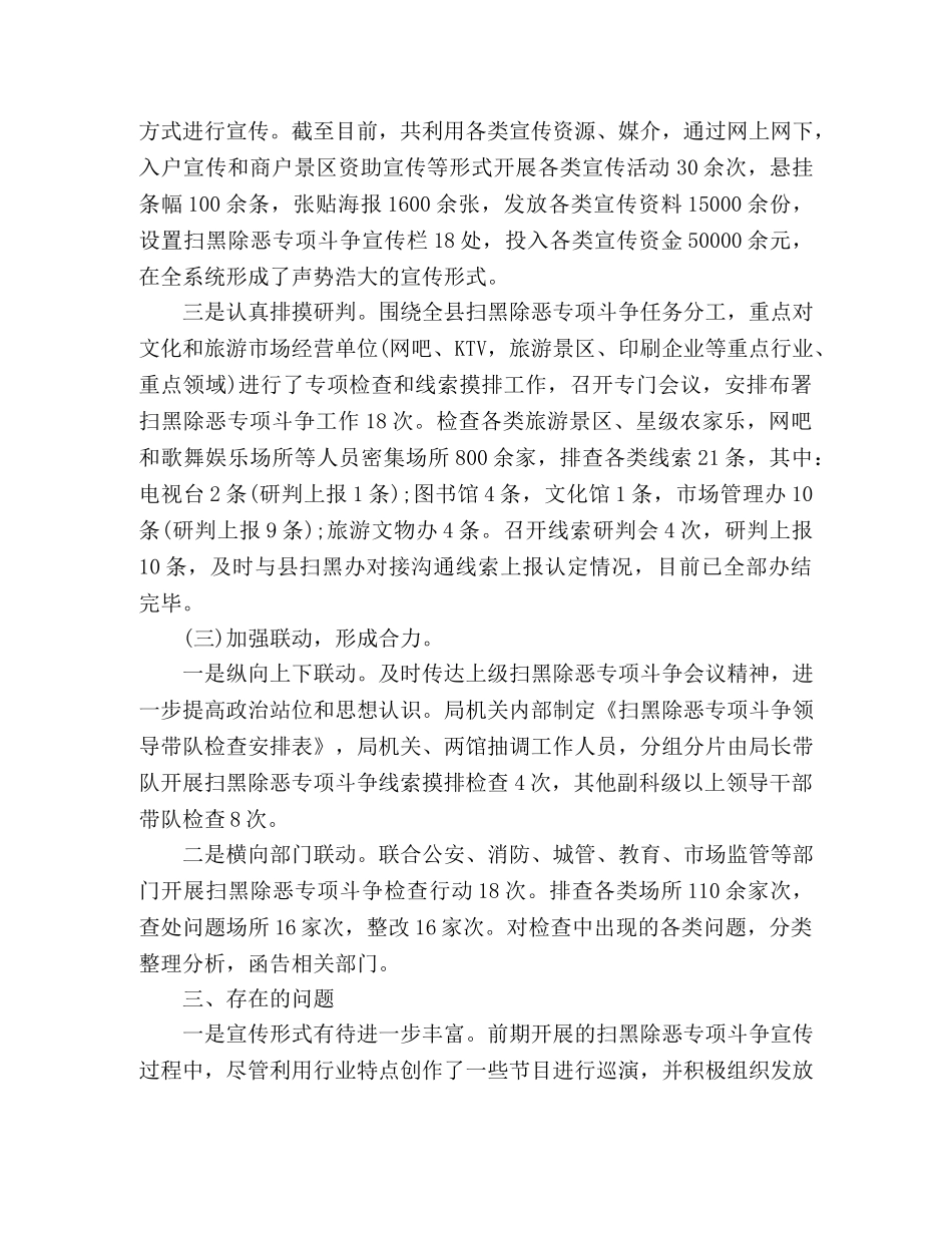 扫黑除恶专项斗争工作总结(文广局) (2) _第3页