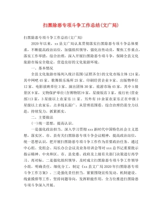 扫黑除恶专项斗争工作总结(文广局) (2) 