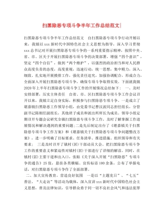扫黑除恶专项斗争半年工作总结范文- 