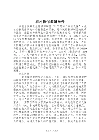 农村低保调研报告