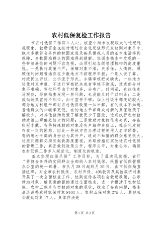 农村低保复检工作报告