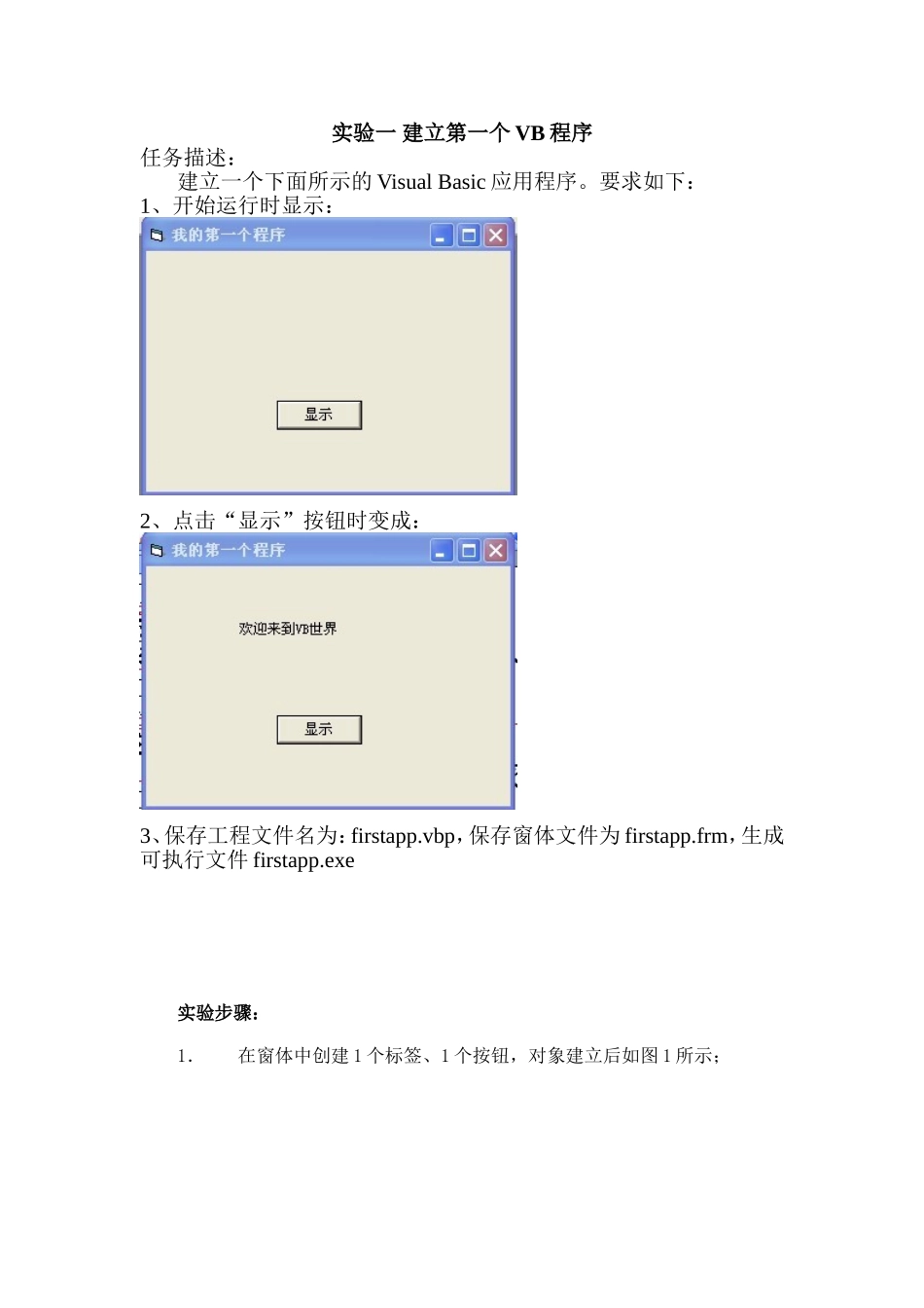 第2课认识VB程序设计实验_第1页