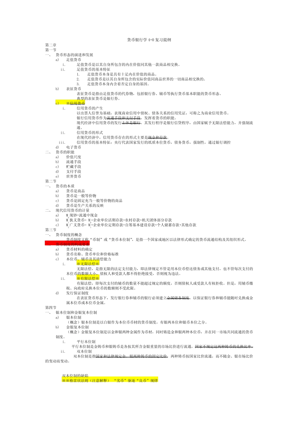 货币银行学复习提纲_第1页