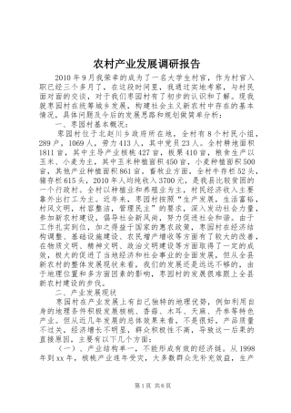 农村产业发展调研报告