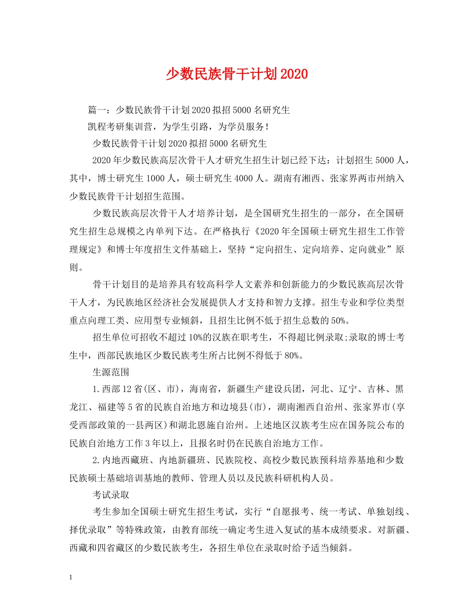 少数民族骨干计划2020 _第1页