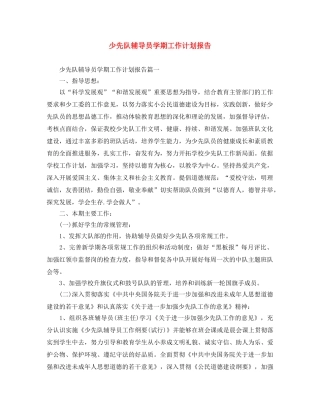 少先队辅导员学期工作计划报告 