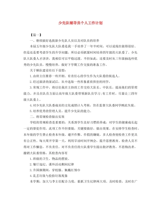 少先队辅导员个人工作计划 
