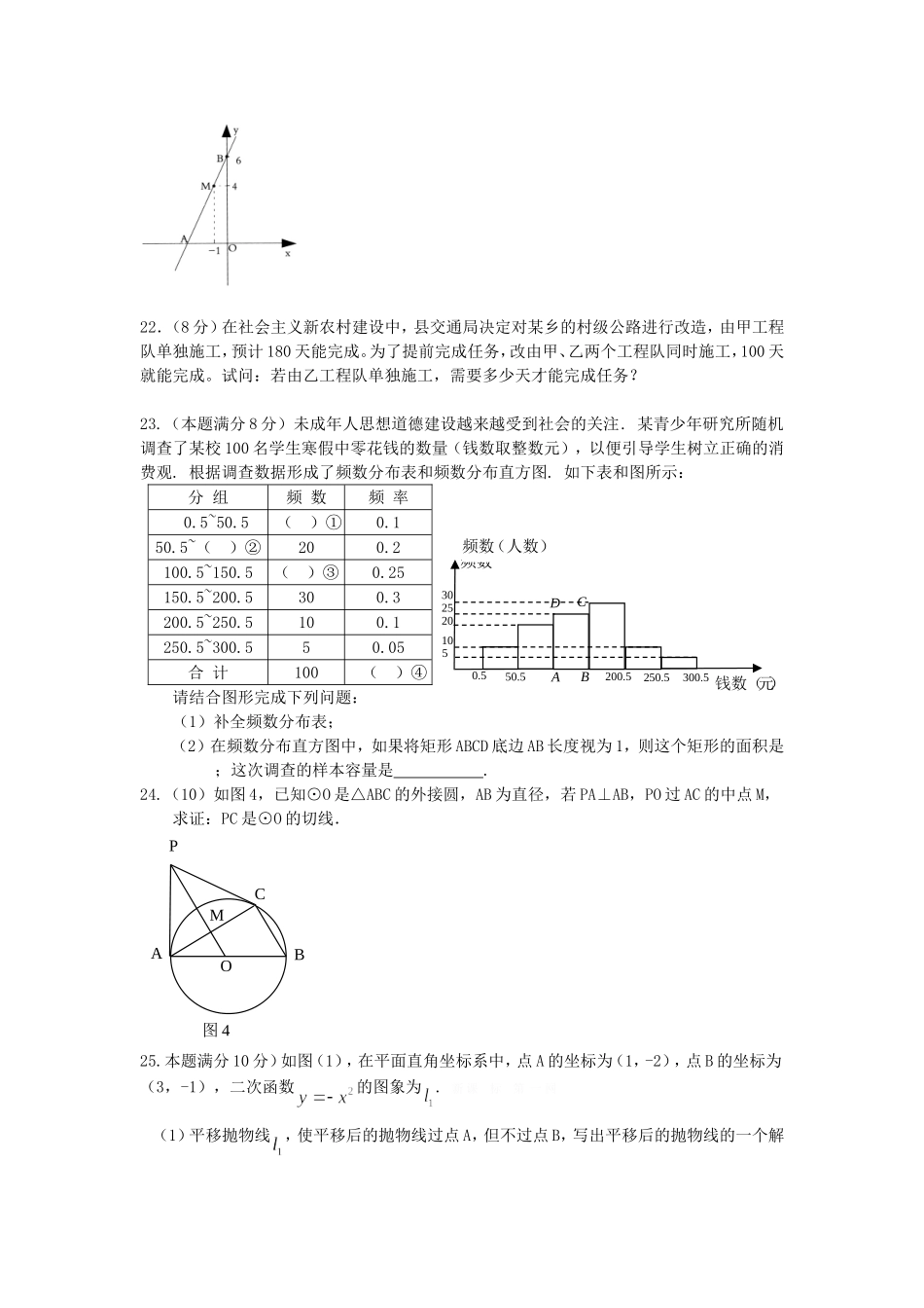 2016年初中学业水平考试模拟数学试卷(1)_第3页