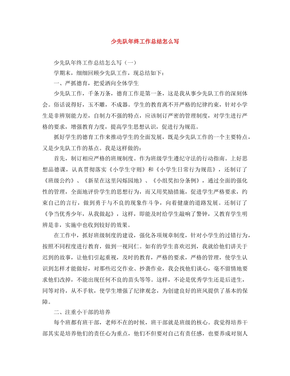 少先队年终工作总结怎么写 _第1页