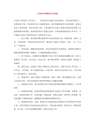 少先队干部培训工作总结 