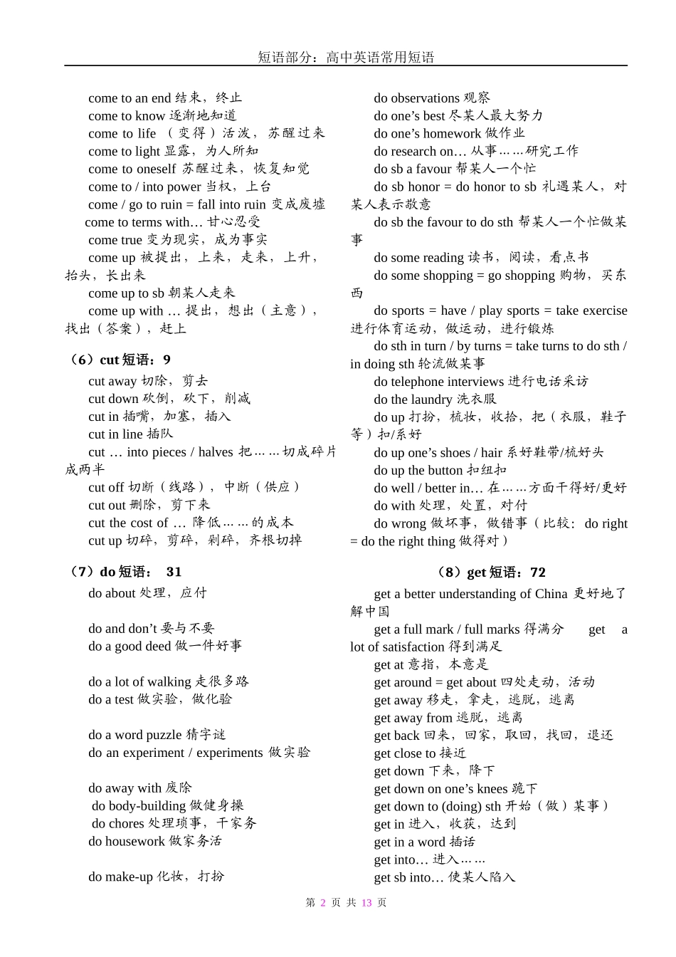 （已编辑）高中阶段动词短语_第2页