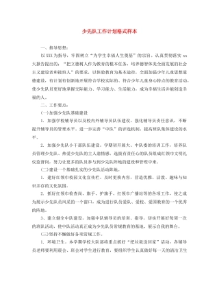 少先队工作计划格式样本 