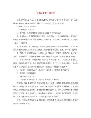 少先队工作计划小学 