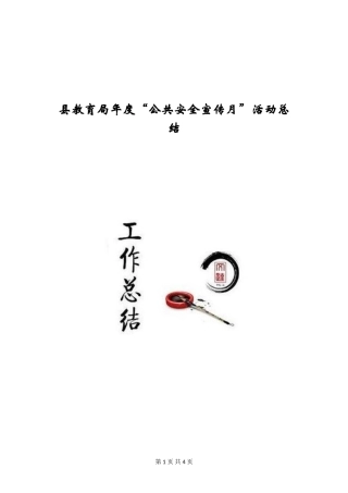 县教育局年度“公共安全宣传月”活动总结