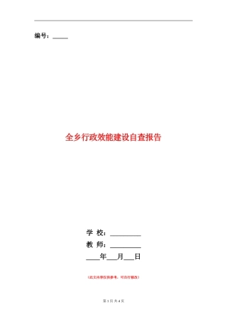 全乡行政效能建设自查报告