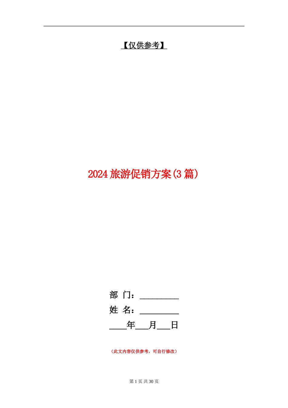 2024旅游促销方案_第1页