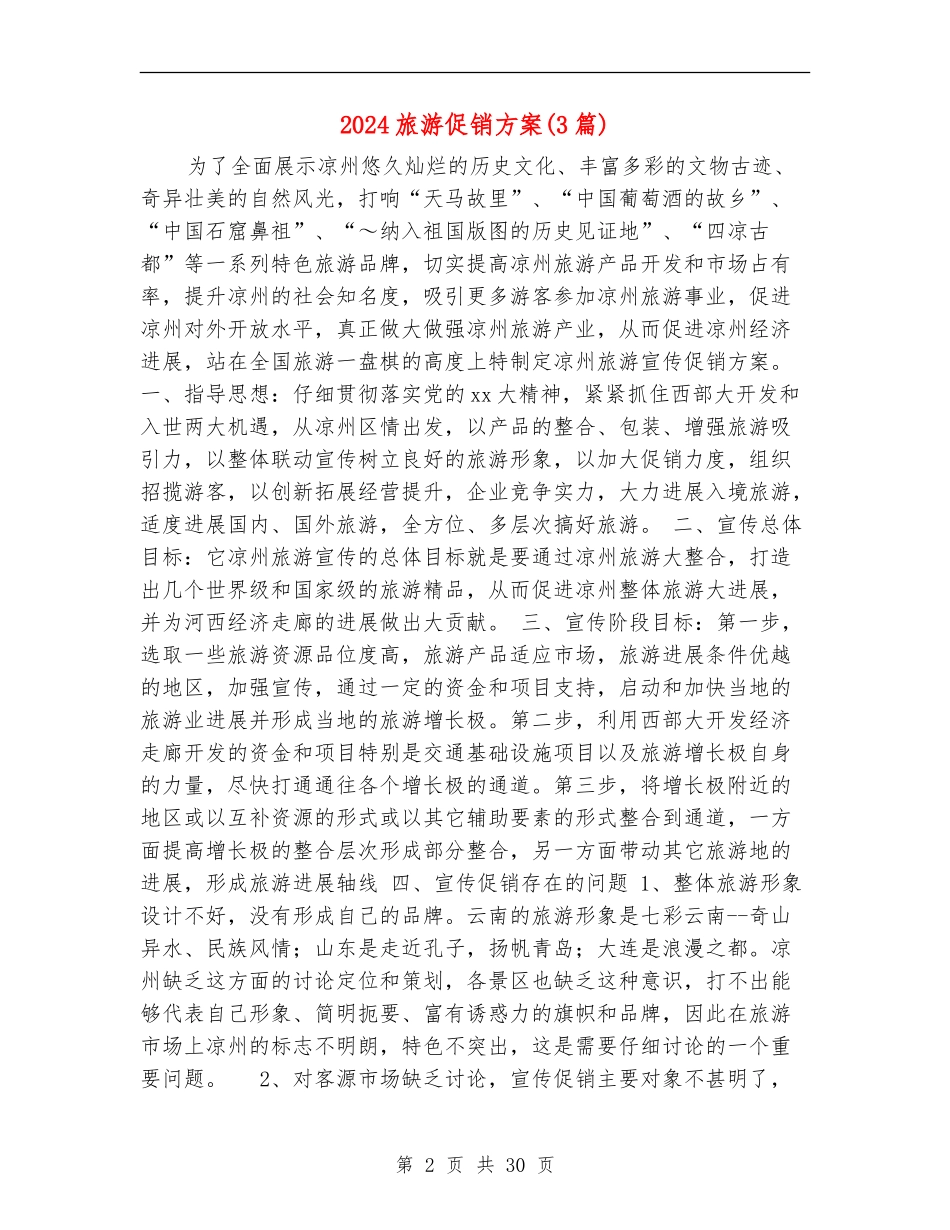 2024旅游促销方案_第2页