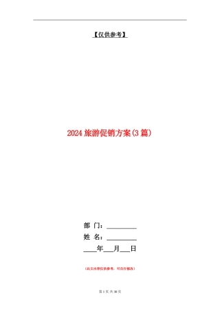 2024旅游促销方案