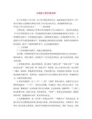 少先队工作计划2020 