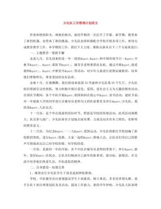 少先队工作管理计划范文 