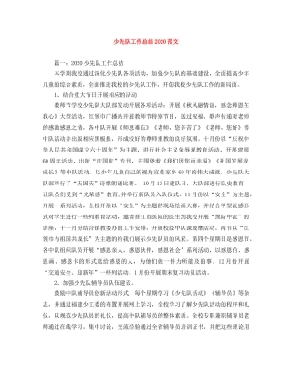 少先队工作总结2020范文 