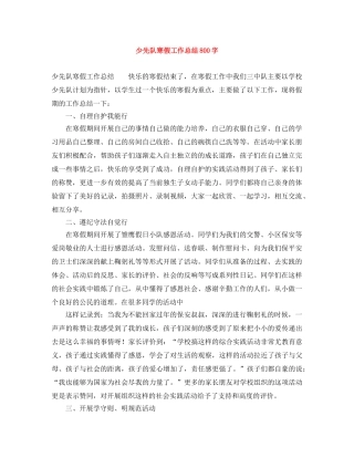 少先队寒假工作总结800字 