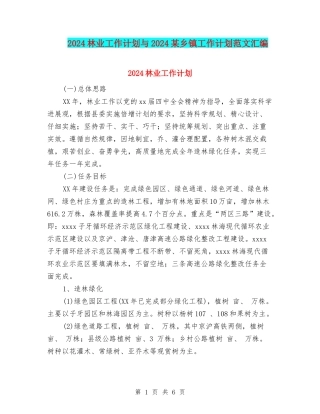 2024林业工作计划与2024某乡镇工作计划范文汇编