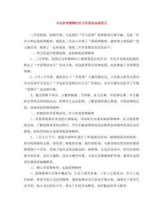 少先队学雷锋打扫卫生活动总结范文 