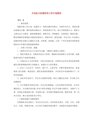 少先队大队辅导员工作计划报告 