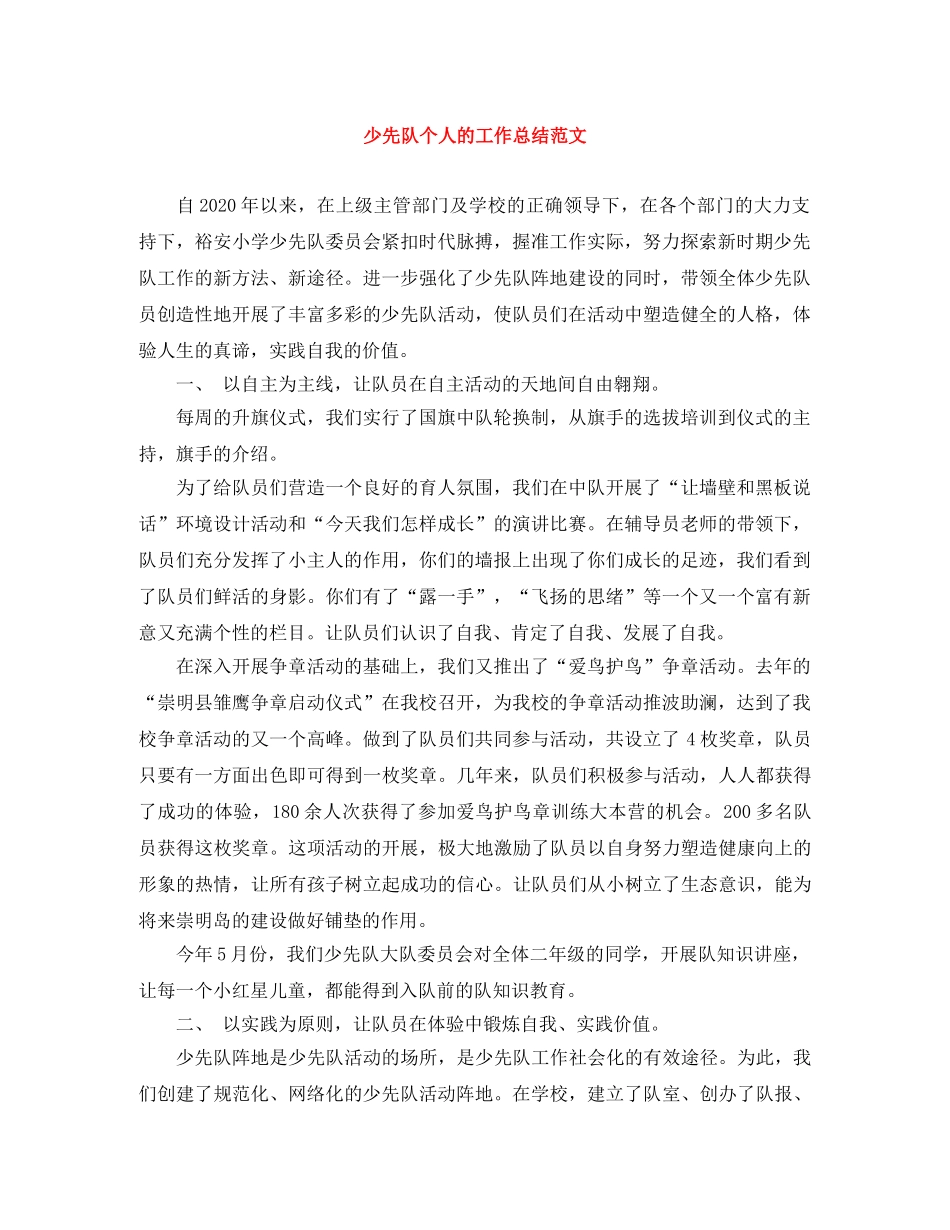少先队个人的工作总结范文 _第1页