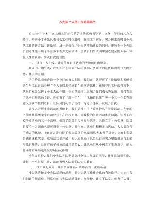 少先队个人的工作总结范文 