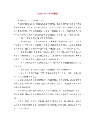 少先队个人工作总结模板 