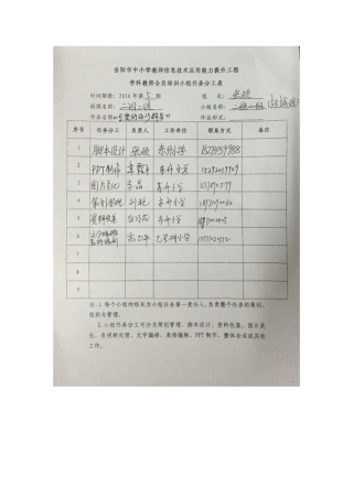二班二组小组分工表