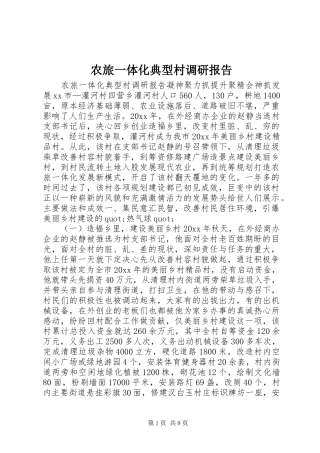 农旅一体化典型村调研报告