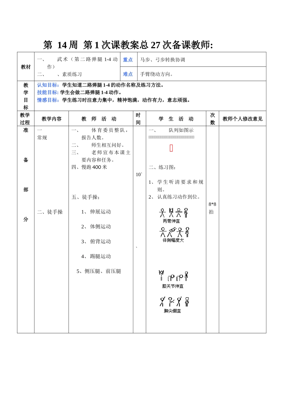 八年级体育第14周教案_第1页