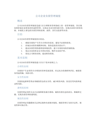 公司企业负债管理制度