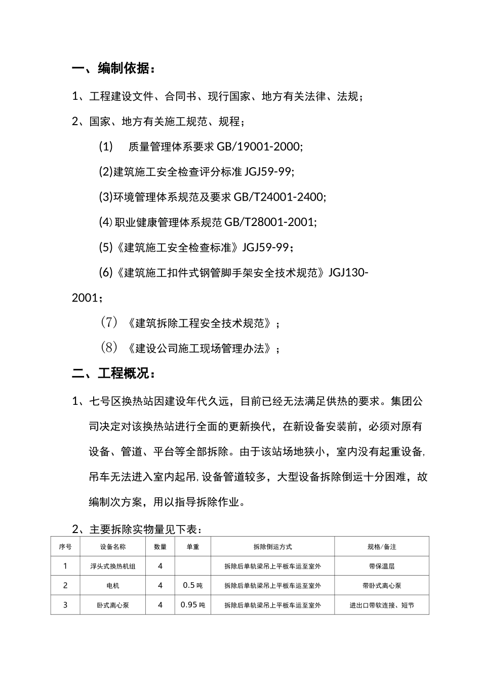 换热站拆除方案_第1页