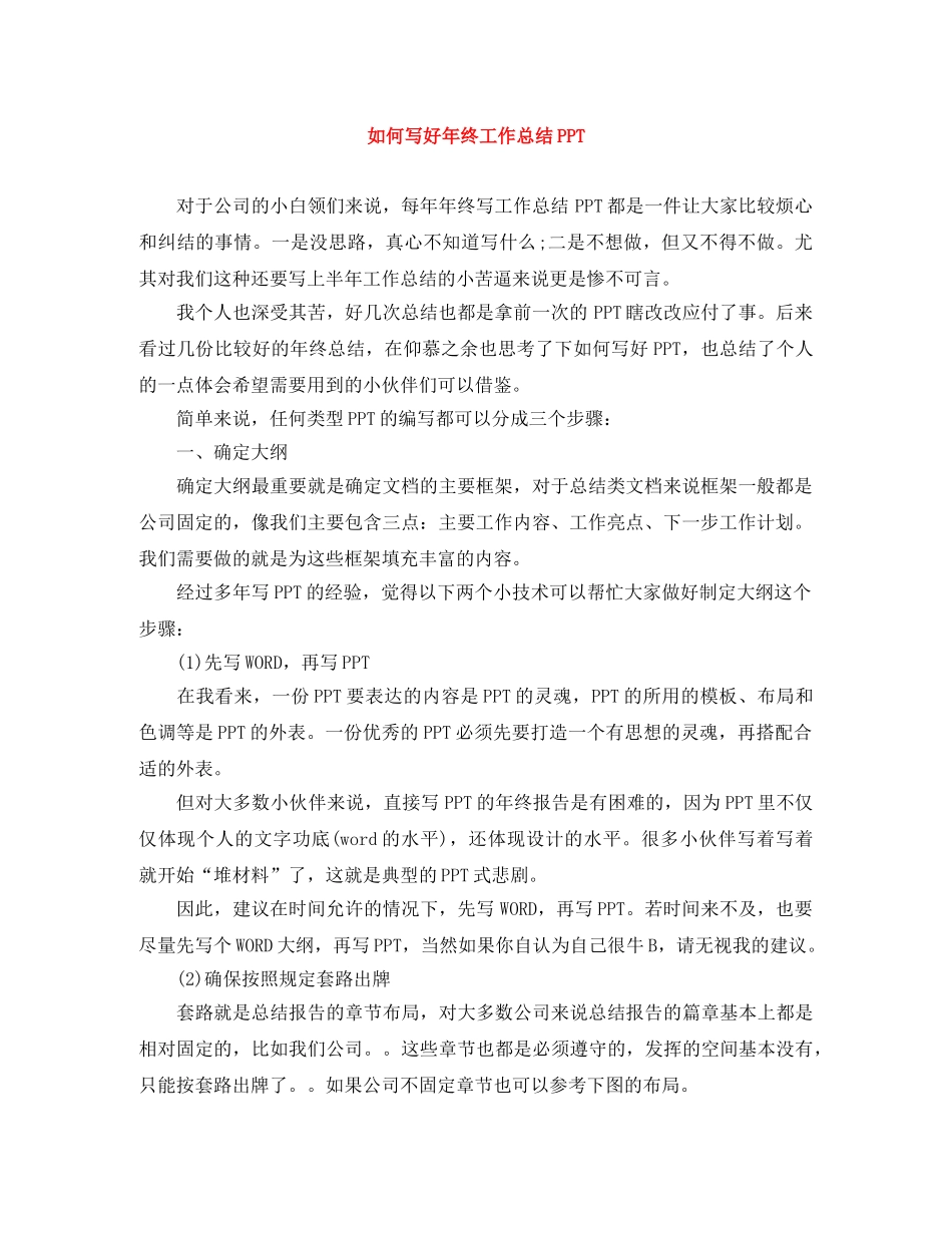 如何写好年终工作总结PPT _第1页
