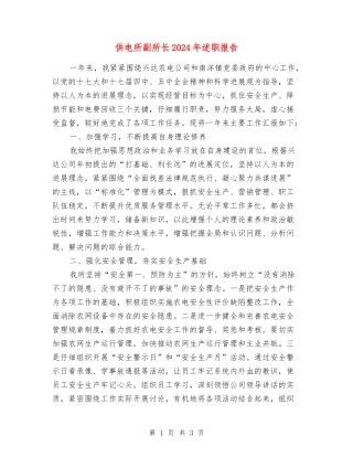 供电所副所长2024年述职报告