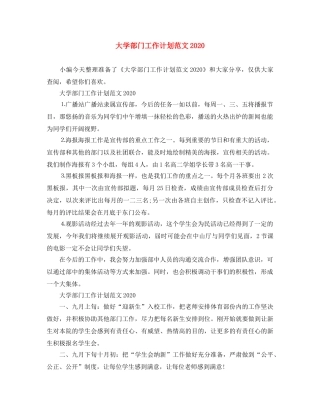 大学部门工作计划范文2021 