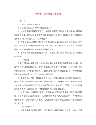 大学部门工作规划书怎么写 