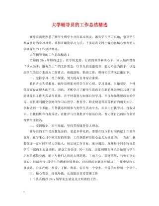 大学辅导员的工作总结精选 