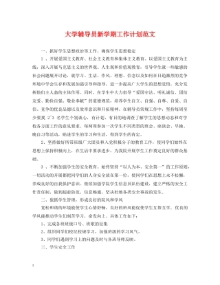 大学辅导员新学期工作计划范文 