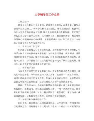 大学辅导员工作总结 