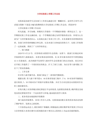 大学纪检部上学期工作总结 