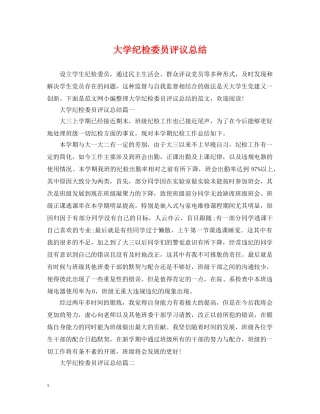 大学纪检委员评议总结 