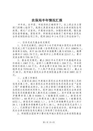 农保局半年情况汇报