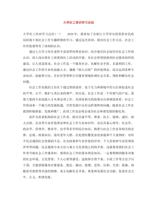 大学社工培训学习总结 