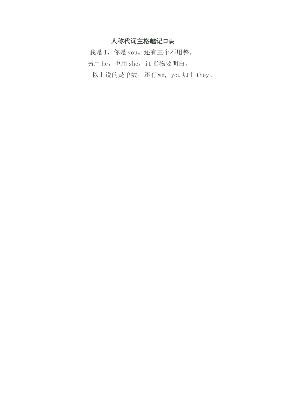 人称代词主格趣记口诀_第1页